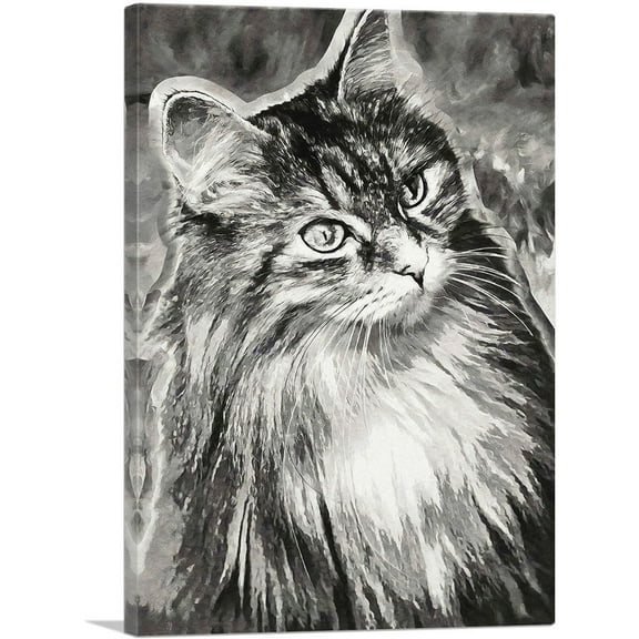 ARTCANVAS Siberian Cat Breed Canvas Art Print - Size: 26" x 18" (0.75" Deep)