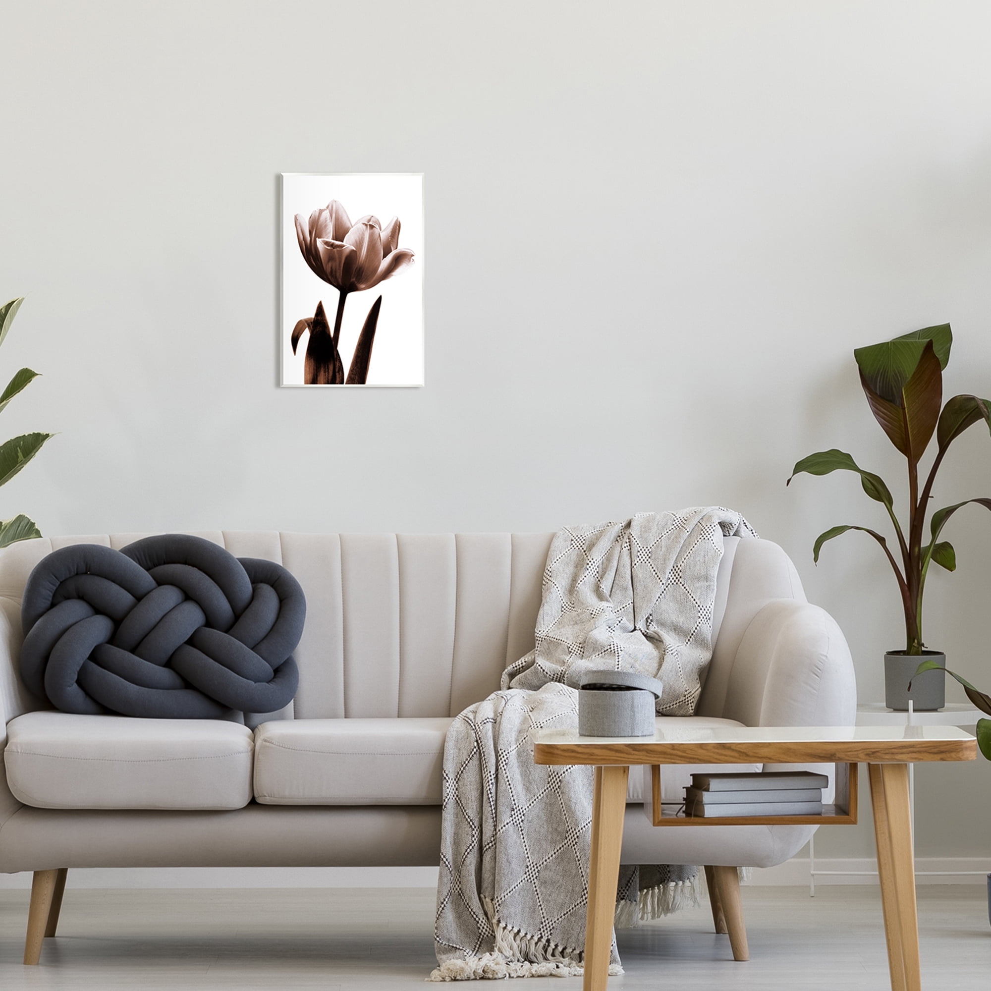 Stupell Blooming Tulip Silhouette Botanical & Floral Photography Wall Plaque Unframed Art Print Wall Art