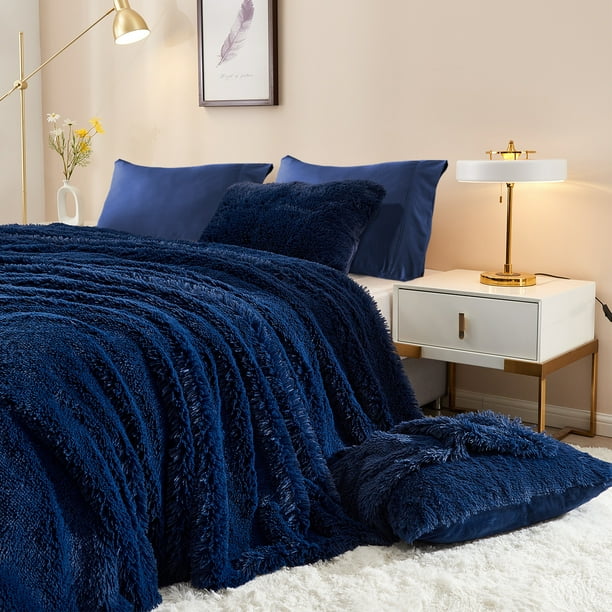 5Pieces Plush Shaggy Duvet Cover Luxury Ultra Soft Crystal Velvet