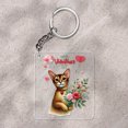 thumbnail image 2 of Happy Valentine's Day Abyssinian holding flowers Acrylic Keychain Cat Lover Kitten Owner Gifts Collar Charm Tag Keyring - 03005, 2 of 5