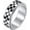 Silver, variant on Unisex Stainless Steel 8mm Simple Irregular Black and White Checkerboard Pattern Rotatable Signet Ring