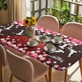 thumbnail image 3 of Black Mountains Table Cloths for 4 Foot Rectangle Tables, Modern Aesthetic Cherry Blossoms Cranes Patio Waterproof Elastic Fitted Tablecloths, Washable Rectangular Table Cover for Camping, 3 of 8