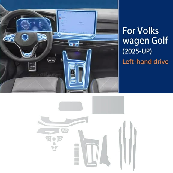 Interior Film For Volkswagen VW Golf 8.5 2025 Golf 8 MK8.5/7 2024 Transparent TPU Gear Panel GPS Center Console PPF Protection.