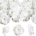 thumbnail image 5 of Gold Roses Artificial Flowers, 1 Pack Fake Silk Gold Flowers Real Looking Faux Blossom Rose Flower Head for Wedding Bouquet Party Decor DIY Crafts Floral Arrangements (White), 5 of 5