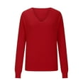 thumbnail image 4 of Babysbule Women's Fashion Sweater, Women V-neck Solid Color Classic Fit Essential Long Sleeves Sweater Tops, 4 of 6
