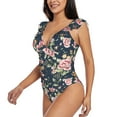 thumbnail image 3 of Yiaed Vintage Floral Print Women's Ruffled One Piece Swimsuit V Neck Swimwear Slimming Monokini for Woman-Large, 3 of 8