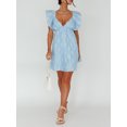 thumbnail image 3 of SUNSIOM Robe d'Été Décontractée pour Femmes Mini Robe Motif Floral Col en V Profond Manches Volantes Robe Ligne A Mode Plage Vacances, 3 of 6