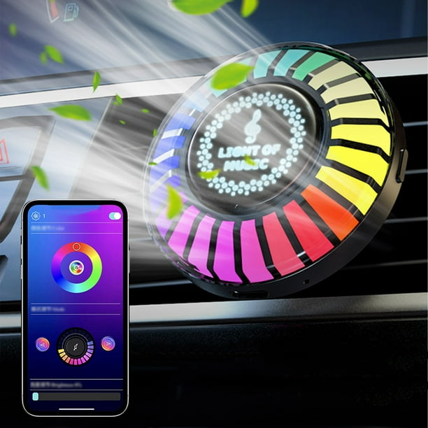 Luz Ambiental con Control de Sonido RGB - Luz LED de ritmo activada por voz con aromaterapia, 17 colores, USB recargable, para coche y decoración del hogar