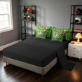 thumbnail image 5 of Manfei Sport Football King Bedding, Goal Print King Bed in a Bag, Green Gold Multicolor, Black Reversible 7pcs, 5 of 6