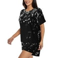 thumbnail image 2 of Kdxio Falling Musical Print Pajamas Sets for Women Short-Sleeved Pjs with Lounge Shorts Two Piece Sleepwear S-4XL, 2 of 5