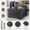thumbnail image 3 of IFMUST Farmhouse Square Lift Top Coffee Table with Storage, Wood Center Table for Living Room, Black, 3 of 6