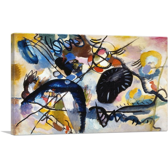 ARTCANVAS Black Spot 1912 Canvas Art Print by Wassily Kandinsky - Size: 26" x 18" (0.75" Deep)