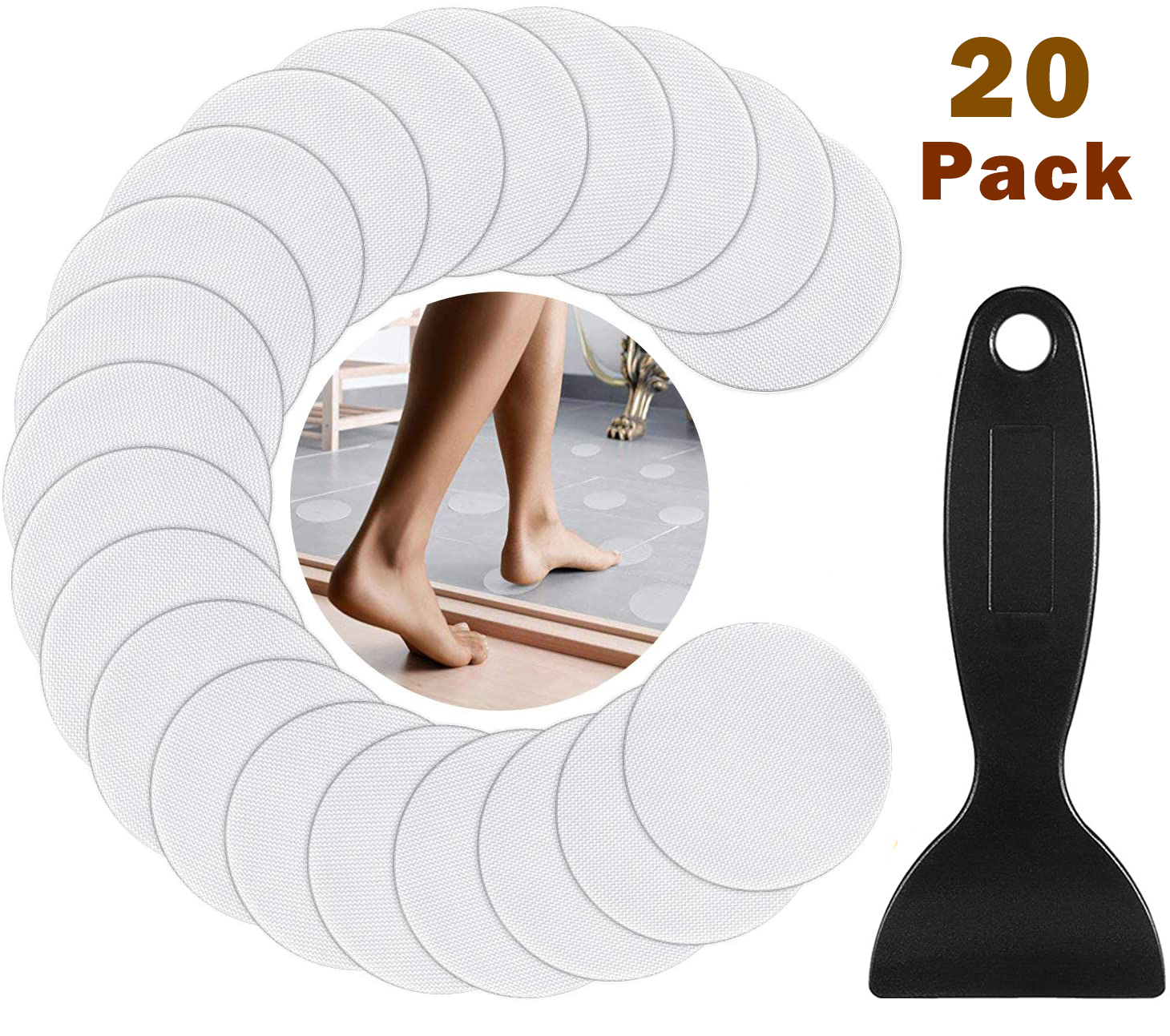 MAINYU 20 Pack Textured Shower Treads NonSlip Stickers, Bath Safety