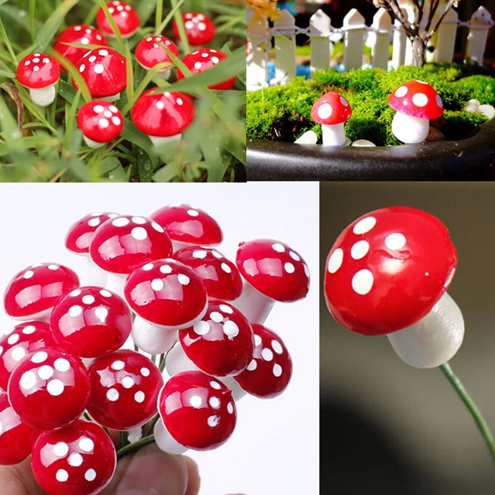 50pcs Mini Mushroom Home Decoration Miniature Plant Pots Fairy Garden Decor DIY 