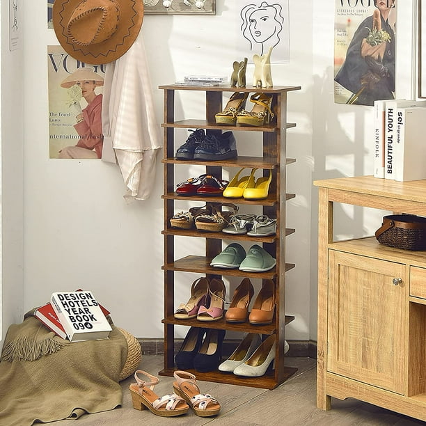 7 Tiers Vertical Shoe Rack Entryway Wooden Shoes Racks Modern