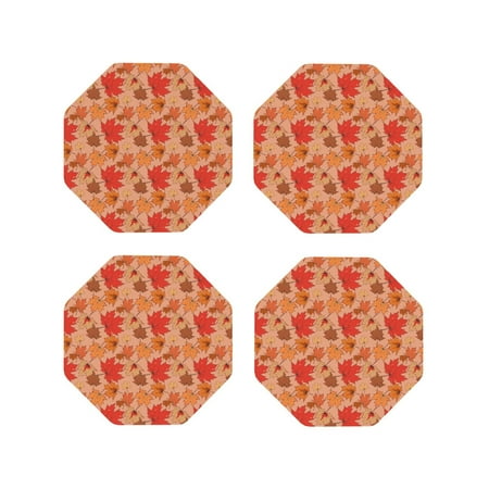 

Tideii Yellow And Red Maple Leaves for Leather Coasters 4 Pieces Anti-fouling and Anti-scalding Decorative Coasters Suitable for Restaurants Kitchens Coffee Shops-Octagon