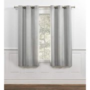 Chaps Lise Solid Textured Linen Look Grommet Top Curtain Panels, 38x63, Light Grey