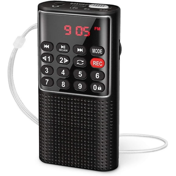 Dww-j-328 Small Portable Radio, Fm Radio, Rechargeable Portable Radio With Recording Function, Support Mp3 / Tf / Auxblack