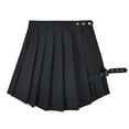 thumbnail image 3 of vigerkar Women's High Waist Pleated Button Skort Asymmetrical Skirt Shorts Black, M, 3 of 3