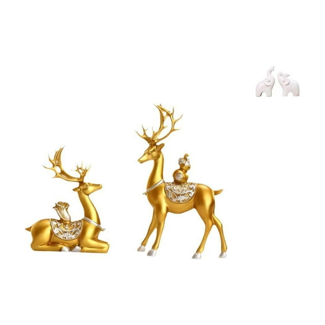 Figura de escritorio,Estatuas de ciervos Feng Shui para decoración de oficina y sala de estar,Figuras decorativas modernas para dormitorio,estante y escritorio.,Escultura de
