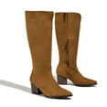 thumbnail image 5 of Mepaouo Suede Knee High Boots for Women Pointed Toe Cowboy Western Boot Dressy Pull on Wide Calf Boots, 5 of 8