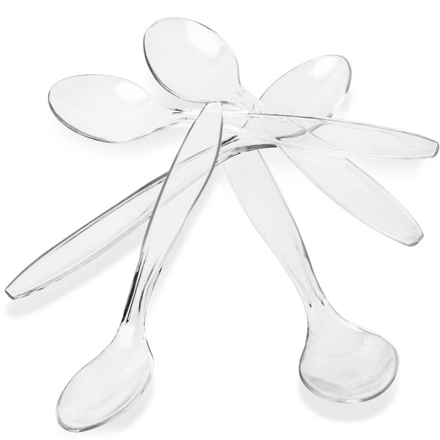 Disposable Plastic Spoons 5 Inch Clear Dessert Spoons for Ice Cream