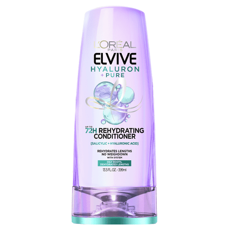 L'Oreal Paris Elvive Hyaluron Pure Shampoo and Conditioner Set for Oily Hair, 13.5 fl oz