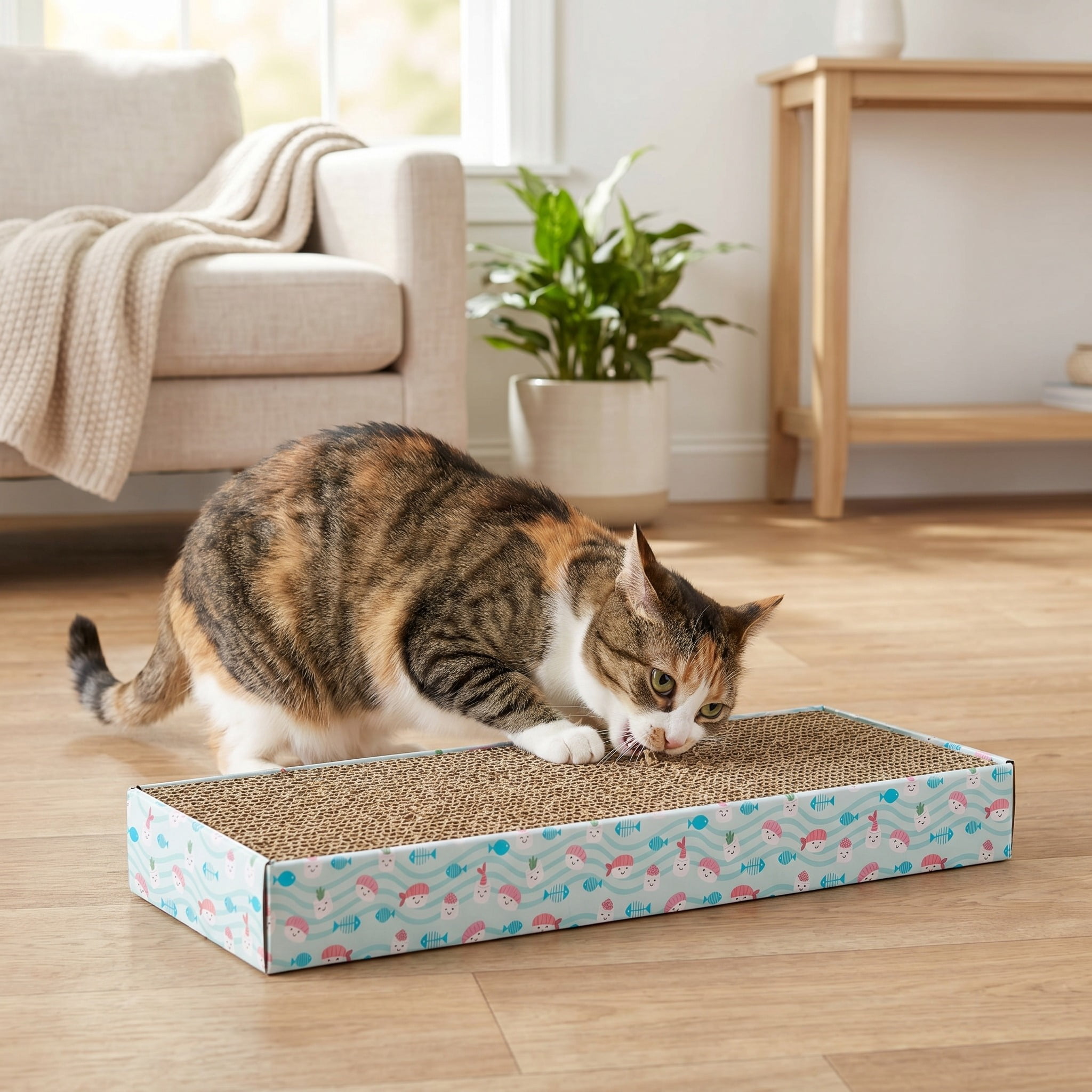 (2 pack) Vibrant Life Corrugate Sushi Cat Scratcher with Catnip, Multicolor, 18 in x 5 in x 1.5 in