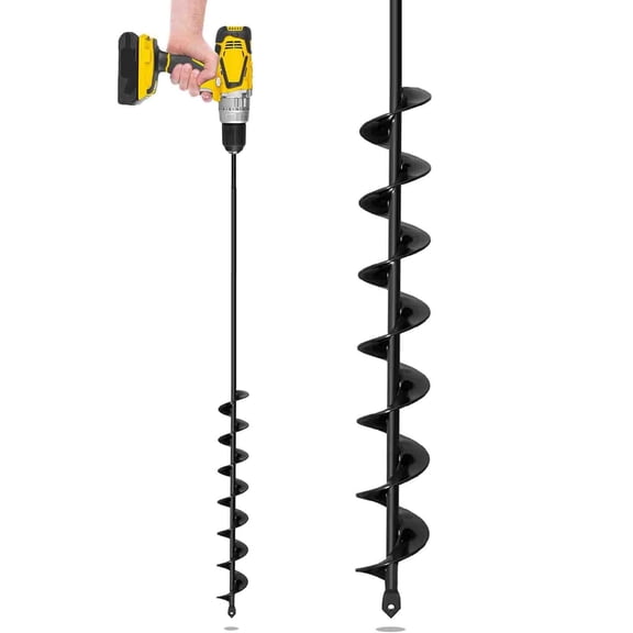 Garden Hole Digger Auger for Planting Bulbs Seedlings,Bulb Auger,Heavy Duty Extended Spiral Drill Bit,Powerful Auger,Long Handle Bulb Planter Tools 2"X32",Black