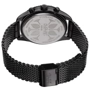 Men's Swiss Quartz Multifunction Dual Time Stainless Steel Black Bracelet Watch