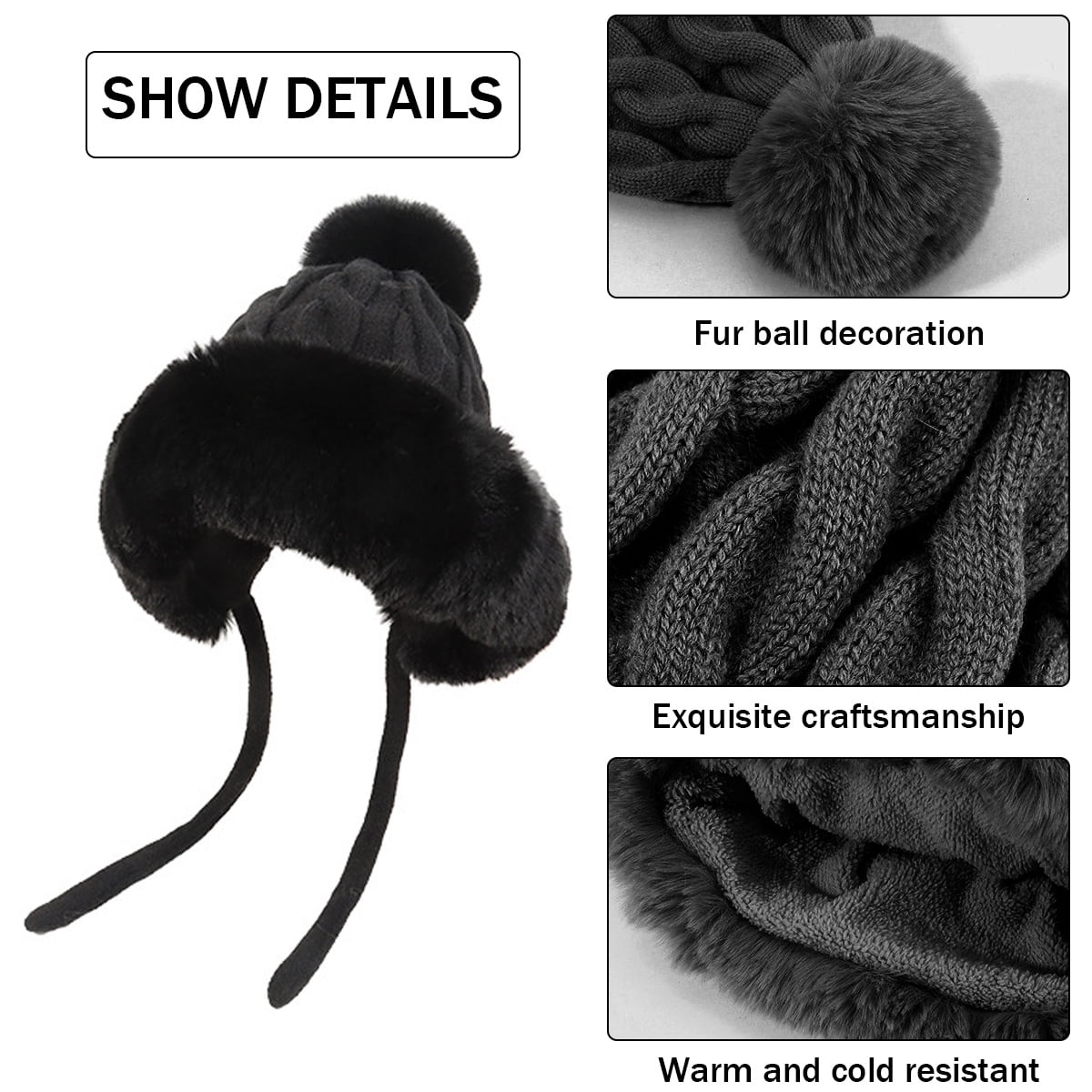 XYX Bonnet D'hiver Chaud élastique Doux Tricoté Sherpa Ski Chapeaux