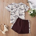 thumbnail image 2 of Fesfesfes Toddler Kids Baby Boys Summer White Dinosaur Print Top Shorts Clothes Suit, 2 of 9