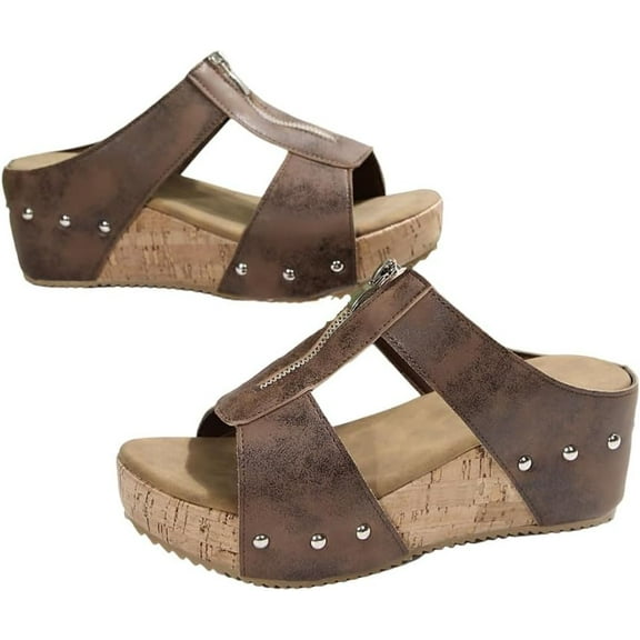 Women Fashion Open Toe Wedge Sandals Comfortable Platform Sandals Wide Sole Sandals