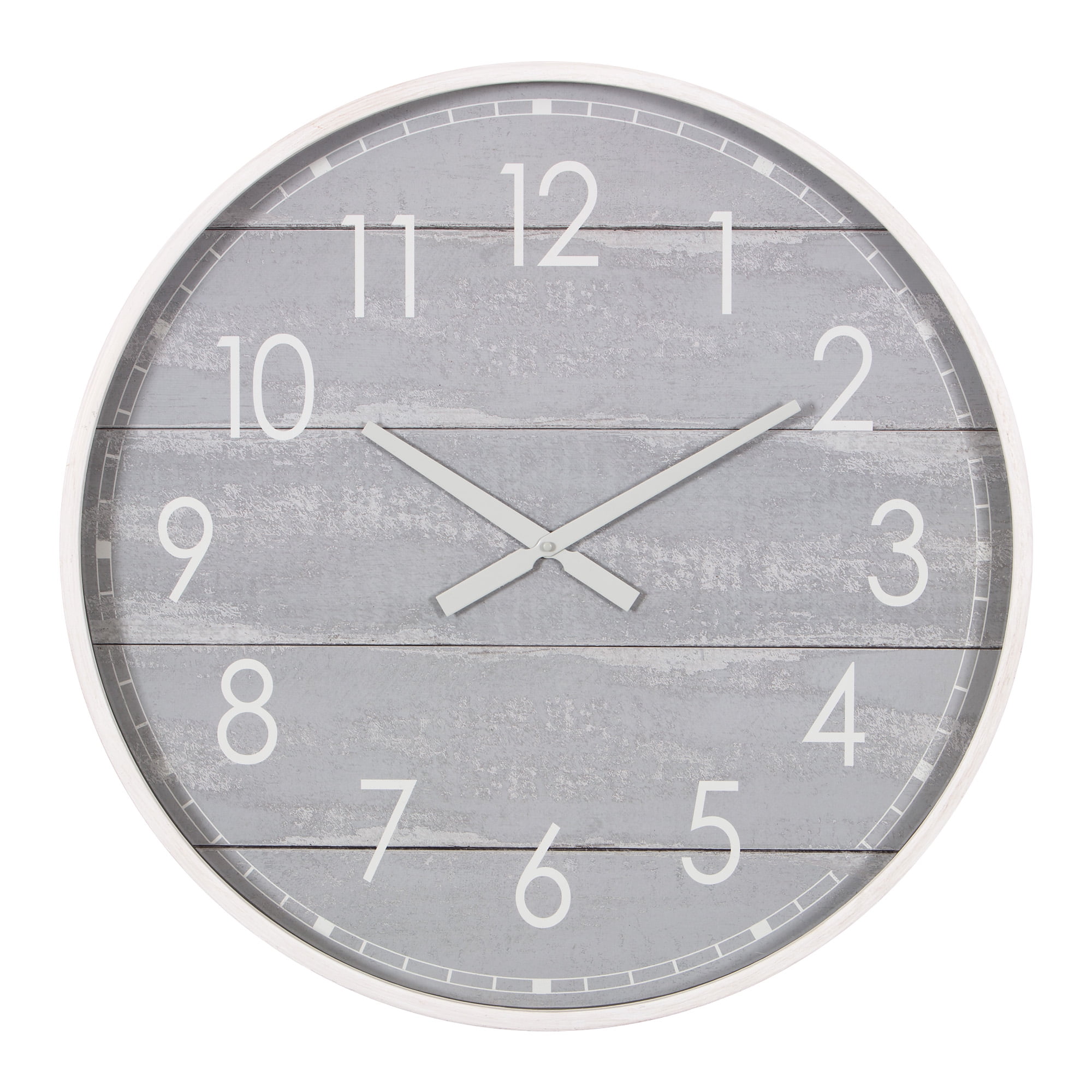 Patton Wall Decor 28" Gray Washed Wood Plank Round Wall Clock Walmart