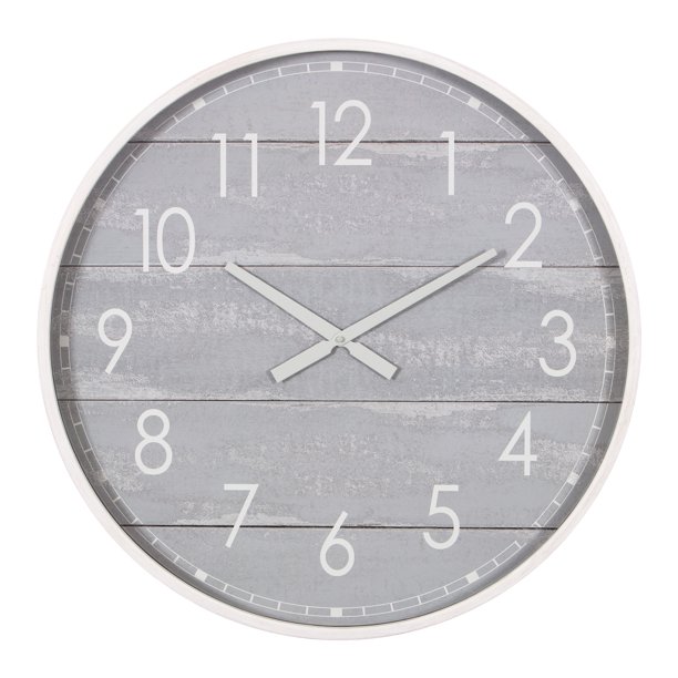 Patton Wall Decor 28" Gray Washed Wood Plank Round Wall Clock Walmart