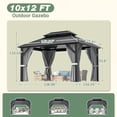 thumbnail image 5 of NETAJE 10x12 FT Hardtop Gazebo, Heavy Duty Gazebo with Aluminum Frame, Galvanized Steel Double Roof & Mosquito Net for Garden, Patio, Grey, 5 of 9