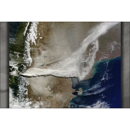 24"x36" Gallery Poster, plume of erupting Puyehue-Cordon Volcano Complex, Chile 2011