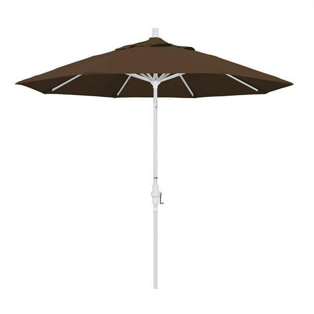 California Umbrella GSCU908170-F71 9 Pi. Marché en Aluminium Parapluie Col Inclinable - Mat Blanc-Oléfine-Teak