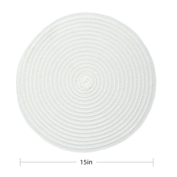 RAY STAR Vinyl Placemats Set of 4, 15in Round Vinyl Weave Placemats, Heat Resistant Wipable Place Mat