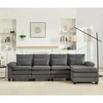 thumbnail image 4 of 118'' Modern 4-Seater Sectional Sofa, Living Room L-Shaped Corduroy Upholstered Sofa, Comfortable Cloud Couch, with Ottoman, 4 of 8