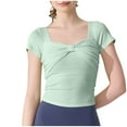 thumbnail image 2 of ClodeEU Womens Square Neck Tops, Short Sleeve Shirts Slim Fit Top Green,Womens Plus L, 2 of 5