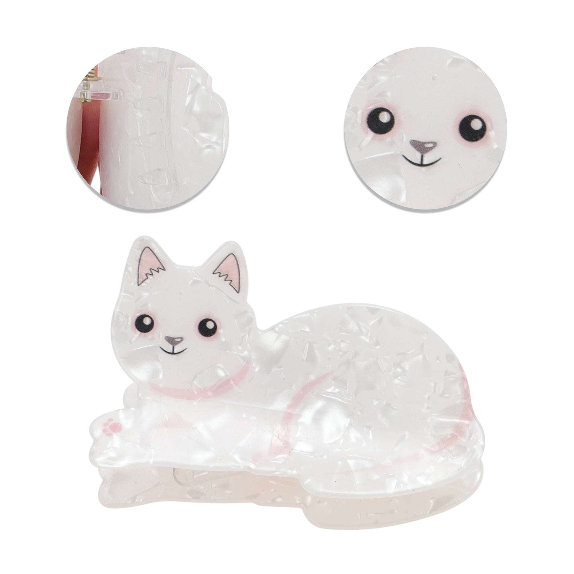 Unique Bargains Cute Cat Hair Clips Home Use Durable White