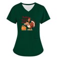 thumbnail image 4 of Haivin Thanksgiving Womens Short Sleeve V-Neck Tops with Dual Pockets, Cotton Nursing Uniform for Medical and Home Care, 4 of 7