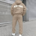 thumbnail image 5 of Aihuaihua Mens NEW YORK Tracksuit Full Set 2 Piece Tracksuit Hoodies with Sweatpants Track Jacket and Jogging Bottoms 2 Piece Outfits Coffee L, 5 of 8