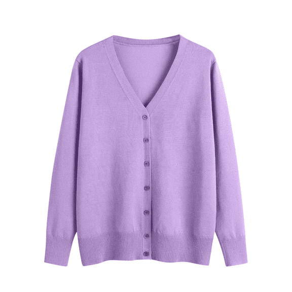 Long Sleeve Cardigan for Women Solid Color Open Front Button Down Lightweight Casual Sweater Fall Trendy Outwear Cardigans