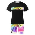 thumbnail image 5 of VBTAPA Mens T Shirt and Shorts Set 2 Piece Summer Outfits Tropical Print Short Sleeve Casual Track Suit Hawaiian Beach Vacation Sets Sales of Today Black L, 5 of 6