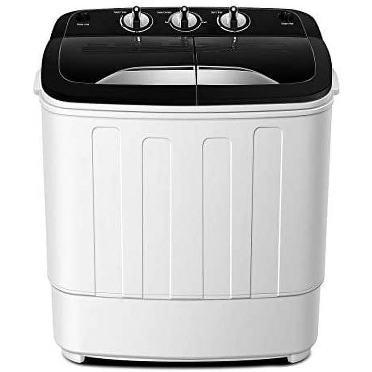 Twin Tub Laundry Washing Machine, Spin Cycle Dryer w/ Hose, Compact