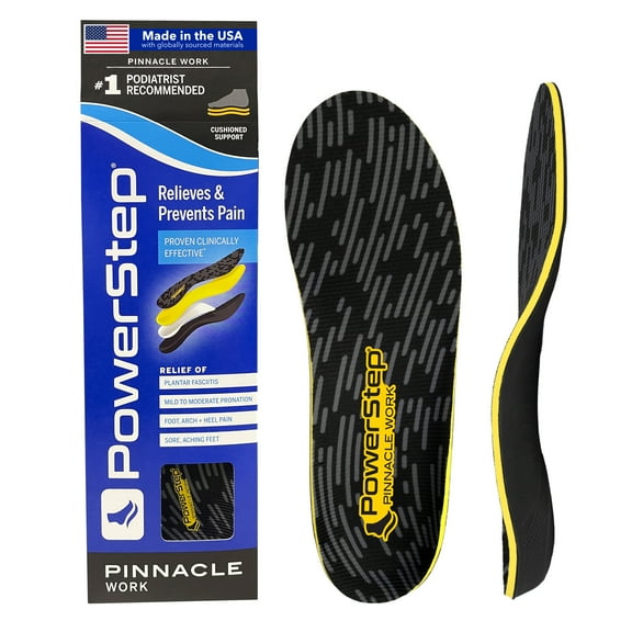 PowerStep Pinnacle Work Full Length Orthotic Shoe Insoles with Neutral Arch Support for Standing All Day