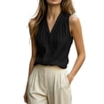 thumbnail image 4 of Cmfcve V Neck Tank Tops for Women Cotton Pleated Front Sleeveless Blouse Dressy Casual Lightweight Summer Shirts, 4 of 8