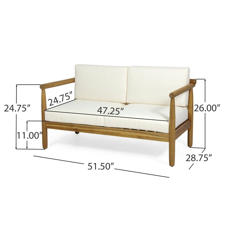 Arimo Acacia Wood 4 Piece Outdoor Chat Set with Cushions Teak and Cream